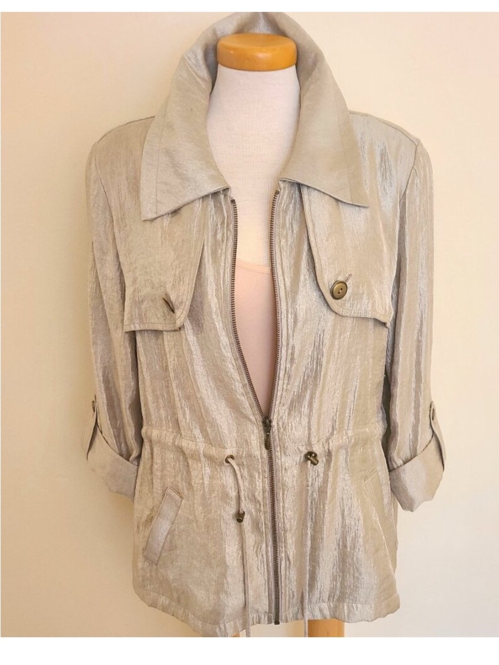 hearts of palm Champagne Satin Utility Jacket